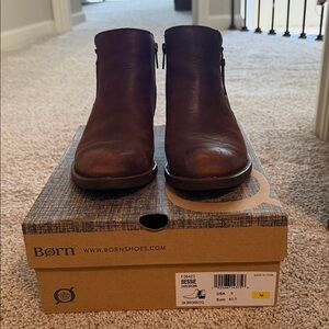 Born Dark Brown Leather Ankle Bessie Booties